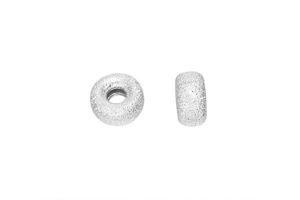 Sterling Silver Stardust Rondelle Bead, 6.3x3.1mm