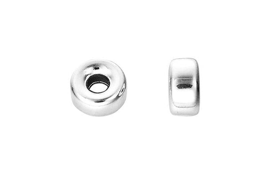 Sterling Silver Rondelle Bead, 7.3x3.8mm
