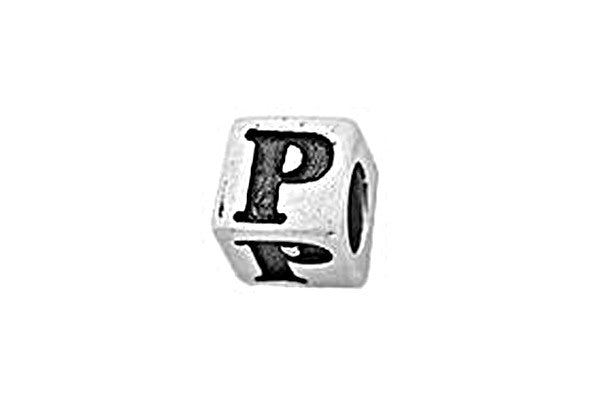 Sterling Silver Alphabet Letter P Cube, 5.1mm