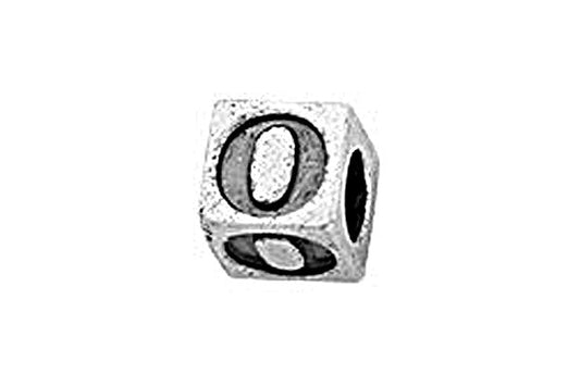 Sterling Silver Alphabet Letter O Cube, 5.1mm