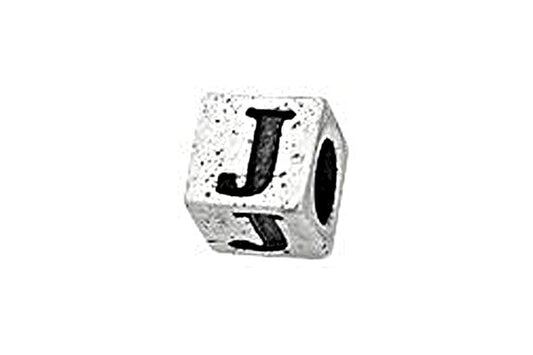 Sterling Silver Alphabet Letter J Cube, 5.1mm