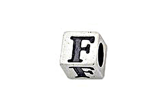 Sterling Silver Alphabet Letter F Cube, 5.1mm