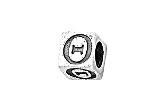 Sterling Silver Alphabet Greek THETA Cube, 5.1mm