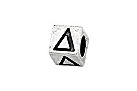 Sterling Silver Alphabet Greek DELTA Cube, 5.1mm