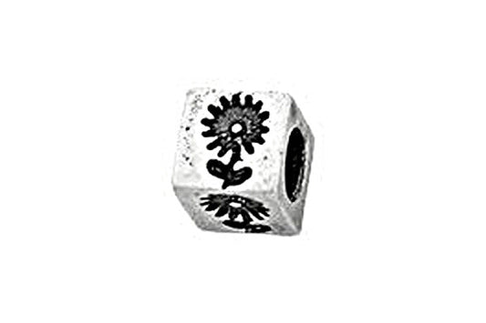 Sterling Silver Alphabet DAISY Cube, 5.1mm