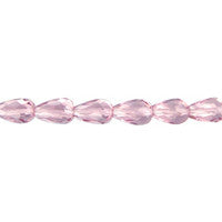 Amethyst Quartz Glass Beads - Light Amethyst Quartz Faceted Briolette Vertical Drilled - 6x9mm - 16-inch - unbranded beads for jewelry making