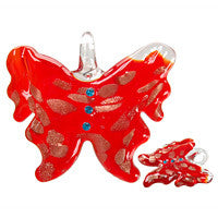 Murano Foil Glass Butterfly Pendant, 50x58mm, 1 Piece, Pendant for Jewelry Making