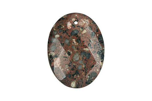 Mica Quartz Flat Oval Faceted Pendant, 30x40mm, 1 Piece, Pendant for Jewelry Making