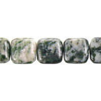 Green Spot Agate Square Beads, 16-Inch Strand, Beads for Jewelry Making