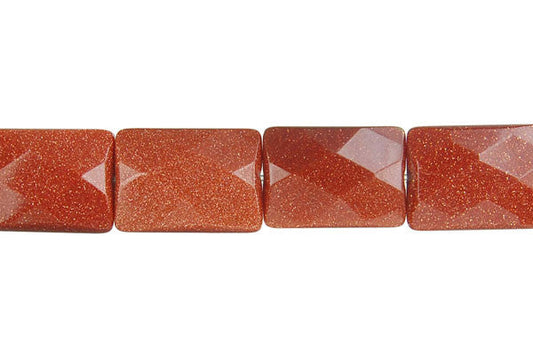 Gold Stone Faceted Rectangle Beads
