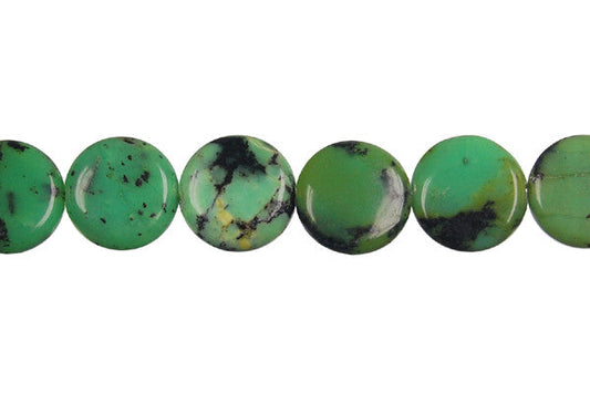 Chrysoprase Coin Beads, 16-Inch Strand, Beads for Jewelry Making