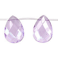 Light Amethyst Quartz Flat Briolette Faceted Beads, 8-Inch Strand, Beads for Jewelry Making