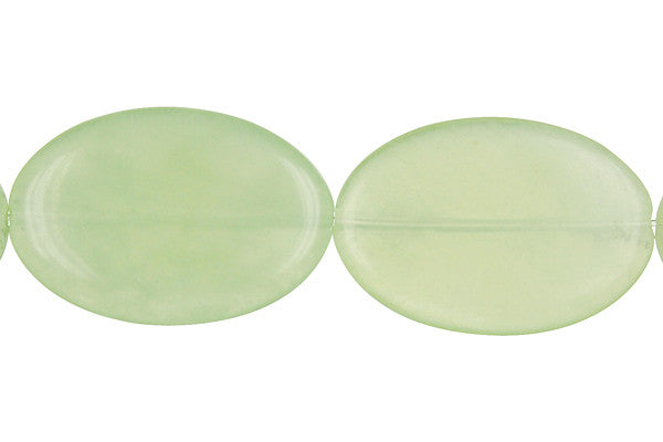 New Jade Flat Oval Beads, 16-Inch Strand, Beads for Jewelry Making