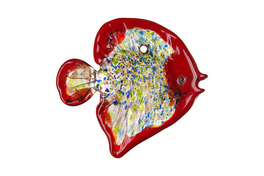 Murano Foil Glass Fish Pendant, 60x60mm, 1 Piece, Pendant for Jewelry Making
