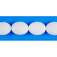 White Marble Flat Oval Beads, 16-Inch Strand, Jewelry Making Supplies