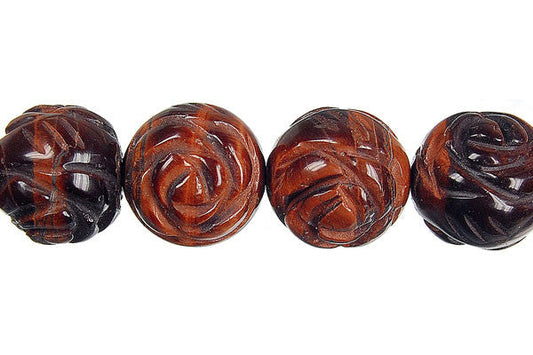 Red Tiger Eye Carved Rose Beads, 16-Inch Strand, Jewelry Making Supplies