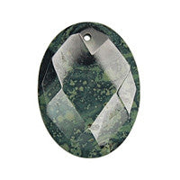Kambaba Jasper Flat Oval Faceted Pendant, 30x40mm, 1 Piece, Pendant for Jewelry Making