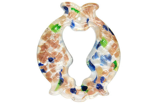 Handmade Lampwork Art Glass Foil Pendant Beas (White)