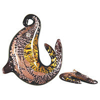 Murano Foil Glass Dolphins Pendant, 35x45mm, 1 Piece, Pendant for Jewelry Making