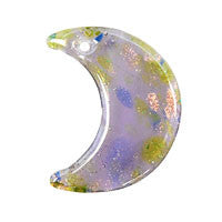 Murano Foil Glass Moon Pendant, 33x40mm, 1 Piece, Pendant for Jewelry Making