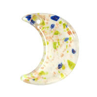 Handmade Lampwork Art Glass Foil Pendant Moon (YH05)