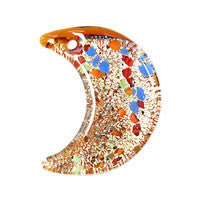 Murano Foil Glass Moon Pendant, 33x40mm, 1 Piece, Pendant for Jewelry Making