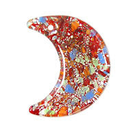 Handmade Lampwork Art Glass Foil Pendant Moon (YH01)