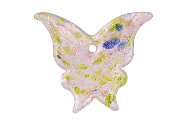 Handmade Lampwork Art Glass Foil Pendant Butterfly N-YH (07)