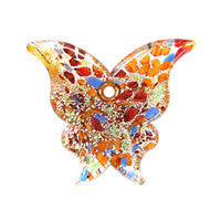 Murano Foil Glass Butterfly N YH Pendant, 35x35mm, 1 Piece, Pendant for Jewelry Making