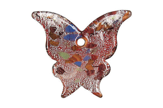 Handmade Lampwork Art Glass Foil Pendant Butterfly N-YH (01)