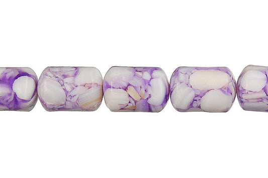 Shell (Purple & White) Tube Beads