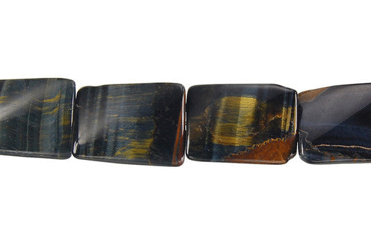 Blue Tiger Eye Twisted Rectangle Beads, 16-Inch Strand, Beads for Jewelry Making