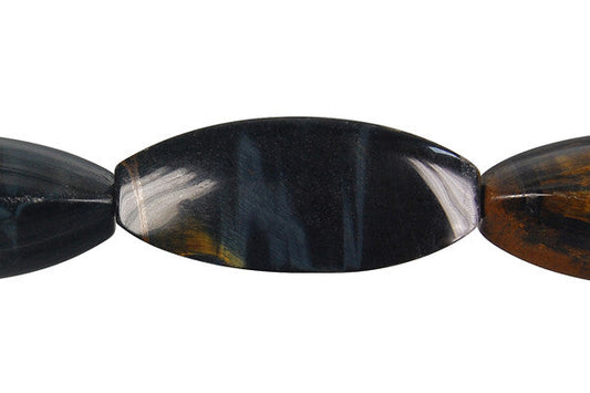 Blue Tiger Eye Triangle Rice Beads, 16-Inch Strand, Beads for Jewelry Making