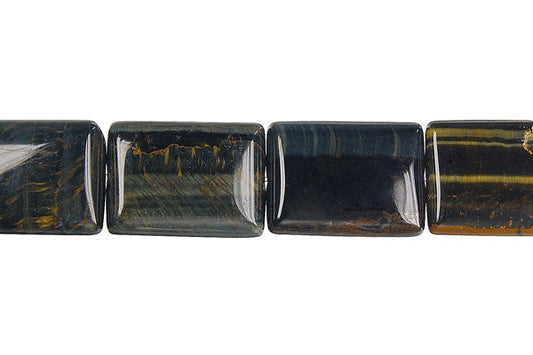 Blue Tiger Eye Flat Rectangle Beads, 16-Inch Strand, Beads for Jewelry Making