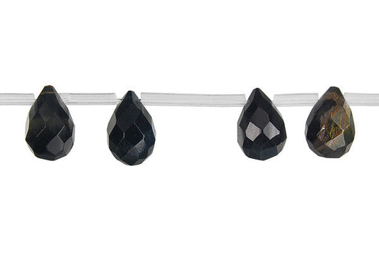 Blue Tiger Eye Briolette Faceted Beads, 16-Inch Strand, Beads for Jewelry Making