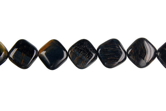 Blue Tiger Eye Diamond Square Beads, 16-Inch Strand, Beads for Jewelry Making