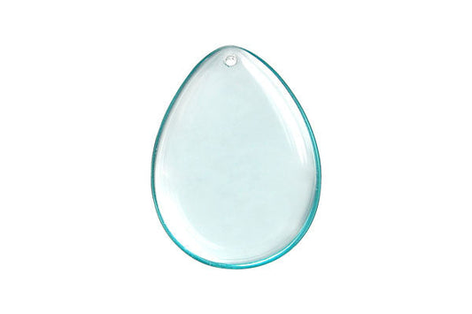 Aqua Quartz Flat Briolette Pendant, 30x40mm, 1 Piece, Pendant for Jewelry Making