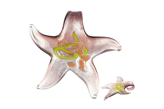 Murano Foil Glass Star Pendant, 45x45mm, 1 Piece, Pendant for Jewelry Making