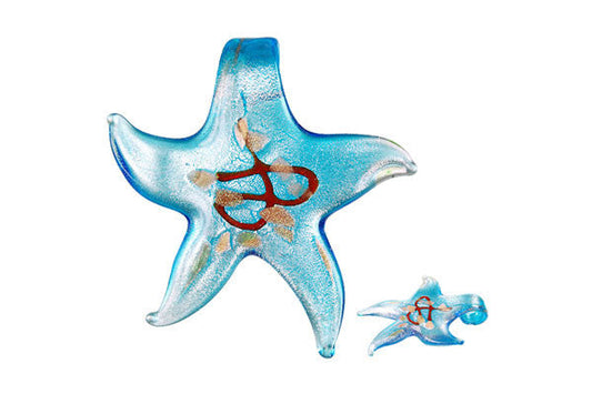 Murano Foil Glass Star Pendant, 45x45mm, 1 Piece, Pendant for Jewelry Making