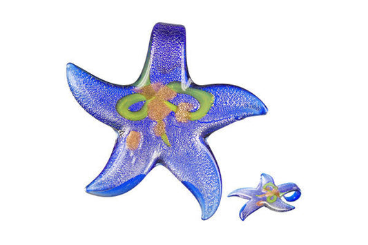 Murano Foil Glass Star Pendant, 45x45mm, 1 Piece, Pendant for Jewelry Making