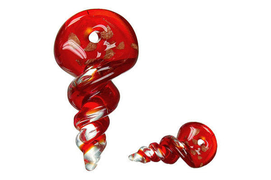 Murano Foil Glass Screw Pendant, 25x57mm, 1 Piece, Pendant for Jewelry Making