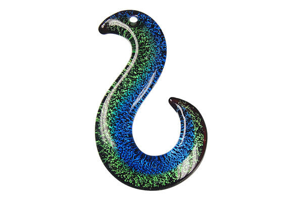 Murano Foil Glass Hook Pendant, 32x52mm, 1 Piece, Pendant for Jewelry Making