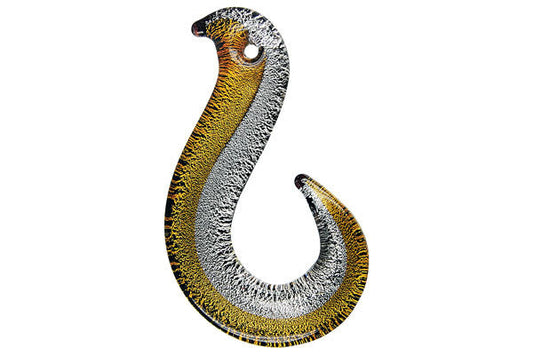 Murano Foil Glass Hook Pendant, 32x52mm, 1 Piece, Pendant for Jewelry Making