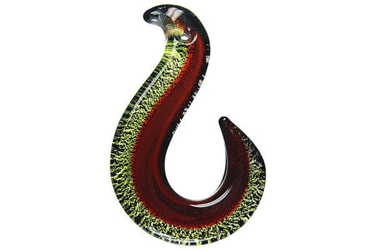 Murano Foil Glass Hook Pendant, 32x52mm, 1 Piece, Pendant for Jewelry Making