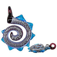 Handmade Lampwork Art Glass Foil Pendant Dinosaur Tail (P09)