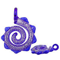 Murano Foil Glass Dinosaur Tail Pendant, 35x52mm, 1 Piece, Pendant for Jewelry Making