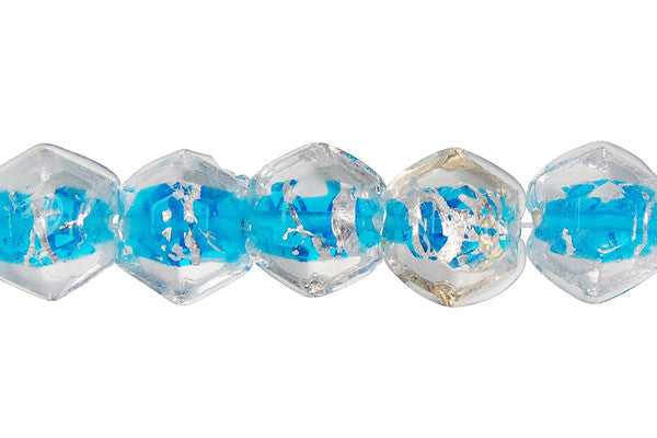Lines Foil Glass Super Faceted Nugget (Blue)