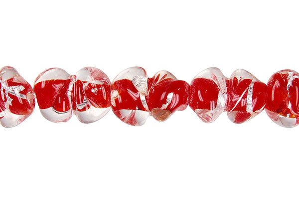 Lines Foil Glass Peanut Beads, 16-Inch Strand, Beads for Jewelry Making