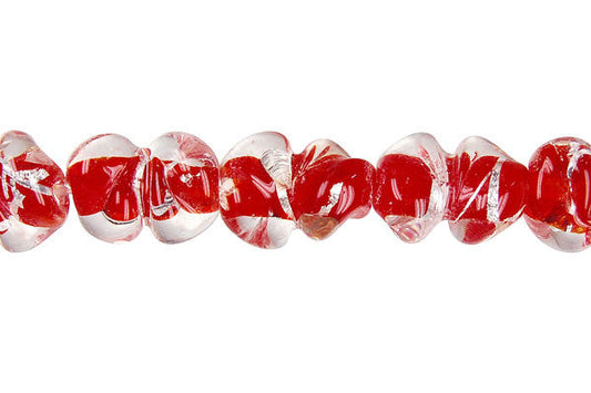 Lines Foil Glass Peanut Beads, 16-Inch Strand, Beads for Jewelry Making