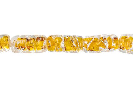 Lines Foil Glass Grain Tube Beads, 16-Inch Strand, Beads for Jewelry Making